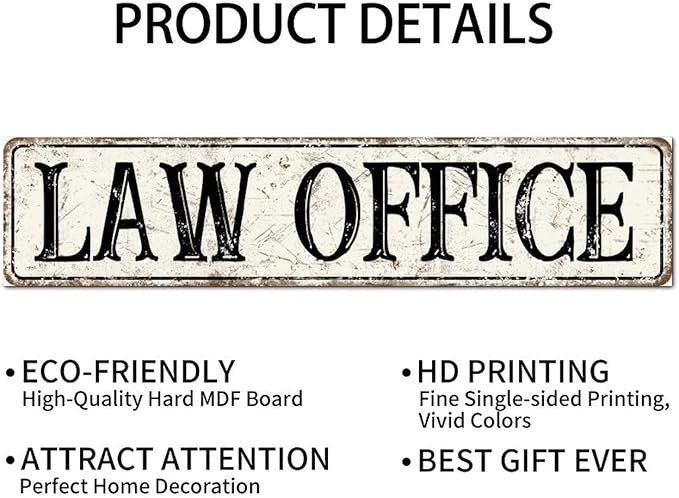 Madcolitote Rustic Law Office Wood Signs Law Office Street Signs Customized Vintage Country Wood Plaque Farmhouse Wall Art Wall Decor for Home Bars Clubs Cafes Man Cave Party 4x18in