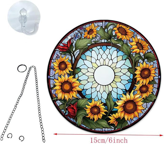 5.9'' Sunflower Acrylic Window Hanging Flower Indoor Decor Stained Panel Hangings Wall Art Decor Gift for Daughter,Mom,Grandma (Style D)