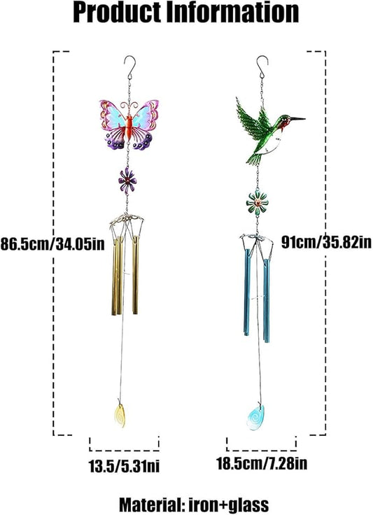 Animal Wind Chimes for Outside, Colorful Wind Chimes Aluminum Tube Wind Chime Outdoor Garden Wind Chime Decorative Chime of Wind for Indoor Living Room Office (Long-Bird)