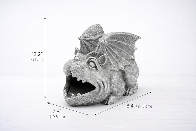 Elenon Gargoyle Decorative Gutter Downspout Extension Statue, Gutter Guardian Rain Downspout Extender, Garden Splash Block Outdoor Sculpture for 3" × 4" Down Spouts Decor