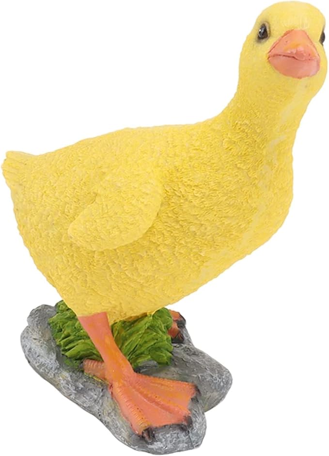 Cute Statues Resin Duck Figurine Furry Ducks True Colors Garden Statue Anti Fading Backyard Decor(Yellow)
