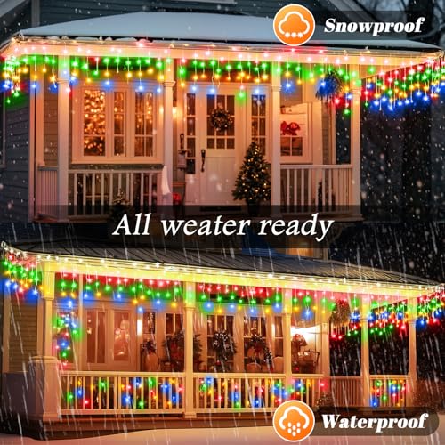 131FT LED Icicle String Lights - Multicolor Waterproof, 8 Modes
