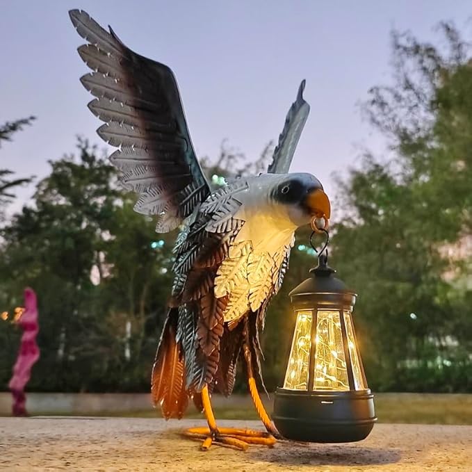 Solar Lights Animal Statue Metal Sculpture Rooster Ornaments Garden Decoration Metal Yard Art for Patio Lawn Backyard Outdoor Decoration (CS029)