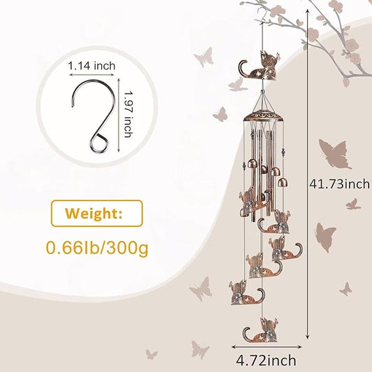 Cat Wind Chimes for Outside,Gardening Gifts for cat Lover,Women,Men,Mom,Birthday Party Decorations,Memorial Gifts,Wind Chimes Outdoors,Indoors,Room,Home,Wall,Garden,Patio,Yard Decor