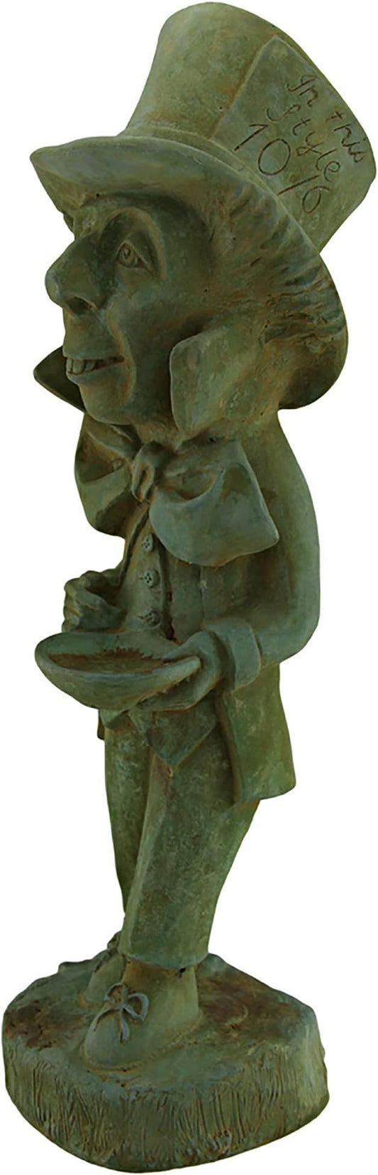 Zeckos Mad Hatter Alice in Wonderland Verdigris Finish Statue 19 in-Cement