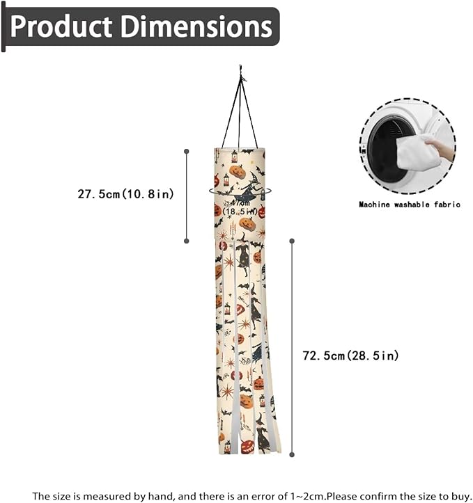 Jeiento Halloween Ghost Windsock 2 Pack Holiday Party Wind Socks for Home Yard Outdoor Decor 40 Inch Wind Sock Outdoor Hanging Decor,