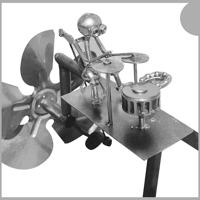 Handmade Metal Guitarist Windmill, Metal Art Musician Figurine Wind Mill, Percussionist and Musician Kinetic Spinners, for Garden, Yard, Lawn, Patio, Unique Art Gift for Music Lovers (Silver)