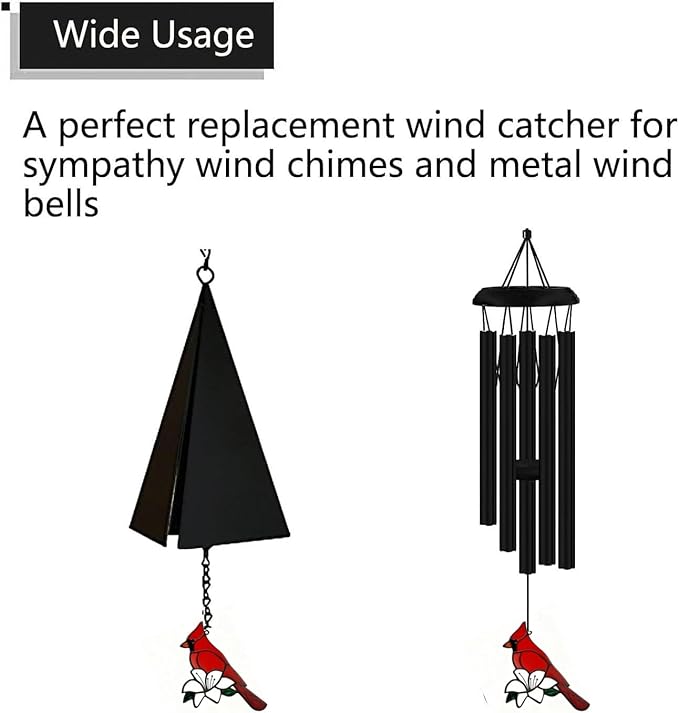 Replacement Wind Catcher, Wind Chime Sail Replacement with 16.4FT Nylon Cord, Metal Wind Chime Parts Replacement for Sympathy Wind Chimes and Wind Bells, Colorful red Cardinal