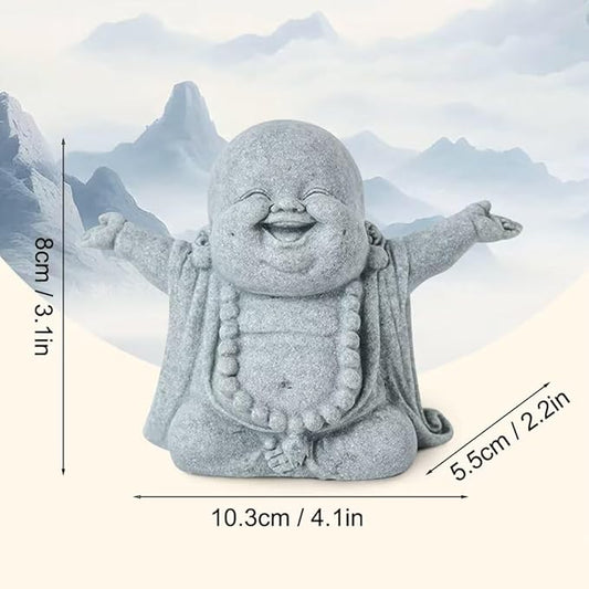 Mini Monk Buddha Statue Sandstone Statues Zen Monk Praying Statue Sculptures for Wealth Good Luck Feng Shui Decor Home Fish Tank Aquarium Garden (Style 4)