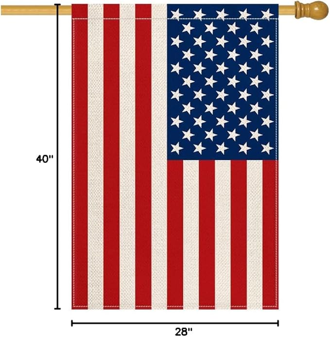 AVOIN colorlife 4th of July Patriotic Memorial Day House Flag 28x40 Inch Double Sided Outside, American Stars and Stripes Yard Outdoor Decoration