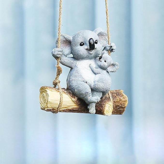 Hanging Koala, Animal Garden Statue, Funny Swing Koala Bear Sculpture, Decor for Indoor Outdoor Patio Yard Lawn House