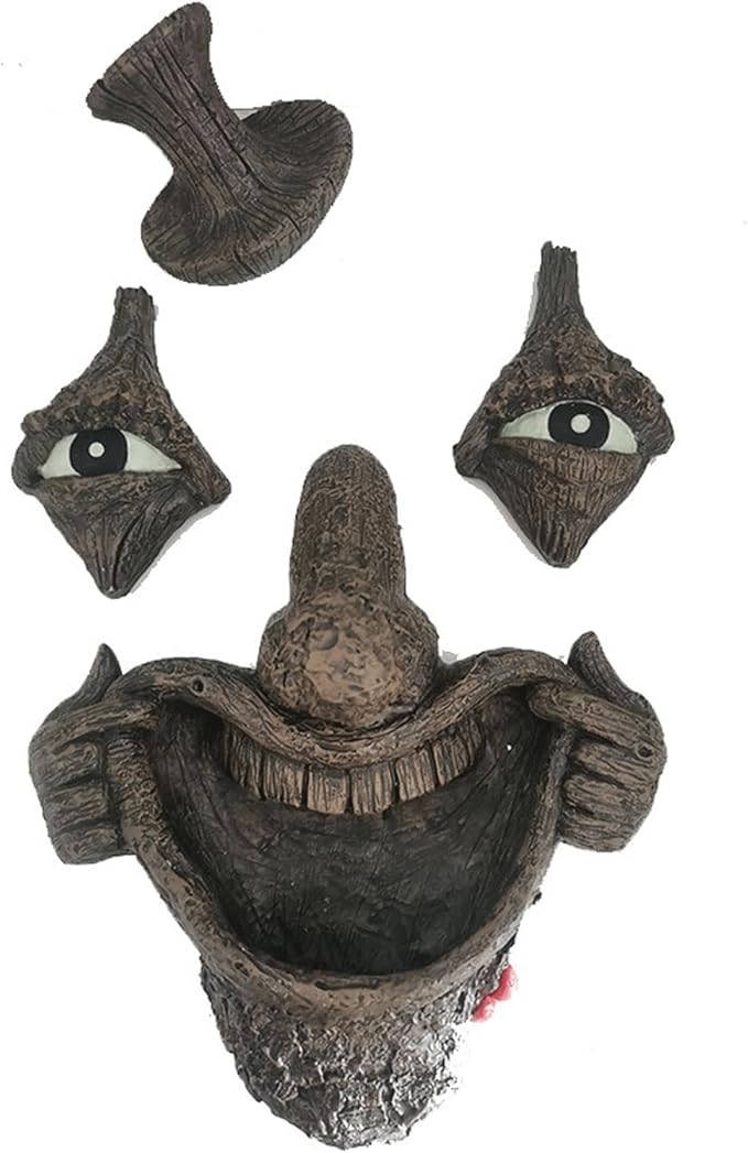 Garden Statues Tree Faces Decor Funny Outdoor Whimsical Statues Garden Hugger Ghost Face Sculpture for Yard Art Decoration Yard Ornaments Decor