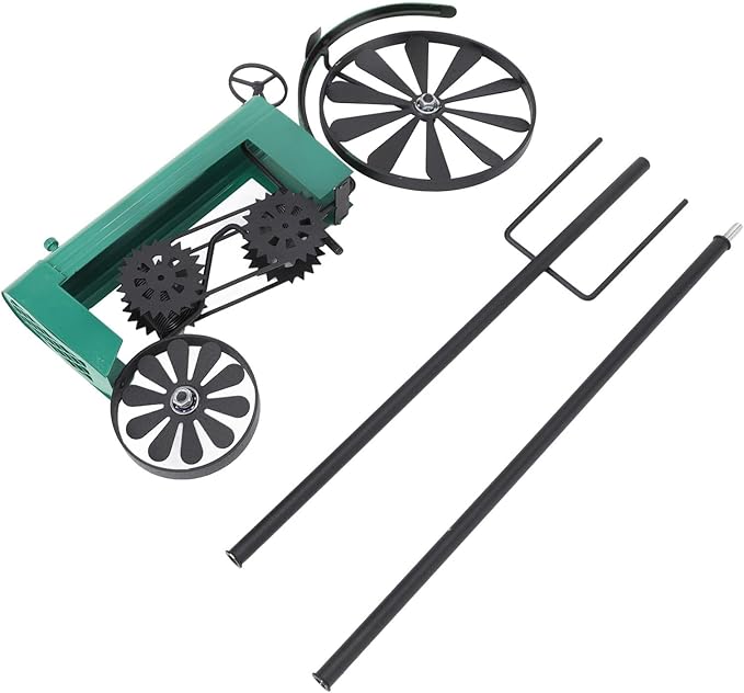 Farm Tractor Windmill,Tractor Wind Spinner Yard Ground Stake Statue Garden Windmill Decoration Lawn Floor Stakes Art Ornament for Outdoor Garden Yard Patio Decor (Green)