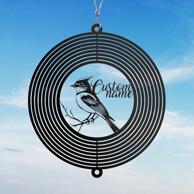 Personalized Bluebird Metal Wind Spinner, Custom Hanging Decoration for Outdoor Spaces, Kinetic Garden Ornament, Joyful Gift (Bluebird Garden Wind Spinner)