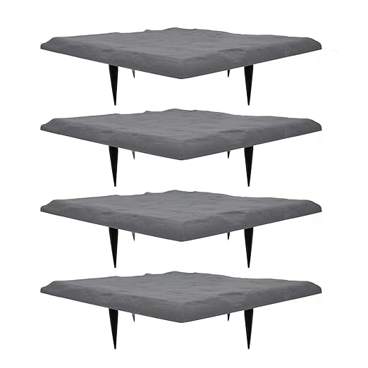Alomejor Polypropylene Stepping Stone Set with Ground Stake Unique Textured Design Weatherproof Garden Dcor 4 Pack (Grey)