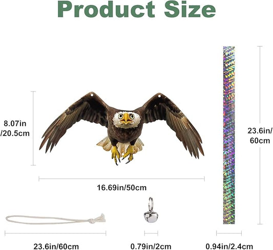 4PCS Hanging Fake Hawk to Keep Pigeon Away from Porch Flat Plastic Hawk to Scare Woodpecker Away from Tree with Reflective Tape Garden Owls to Scare Pigeon Squirrel for Patio Yard Fake Hawks Decor