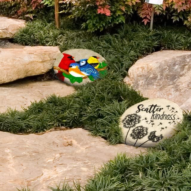 Spoontiques - Garden Décor - Bright Birds Stepping Stone - Decorative Stone for Garden