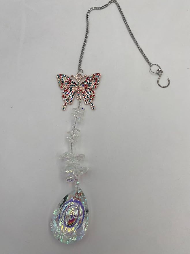 Crystal Suncatchers Hanging Ornaments, Rainbow Maker Sun Catchers Indoor Window Garden Decor Gift Indoor Window Home Car Decor Gift (1, bufferfly 1)