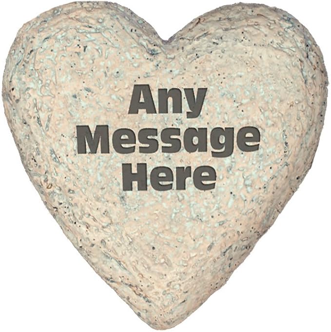 GiftsForYouNow Any Message Personalized Garden Stone with 3 Lines of Text, Resin, Large Heart Shaped 8.5"x8.5"