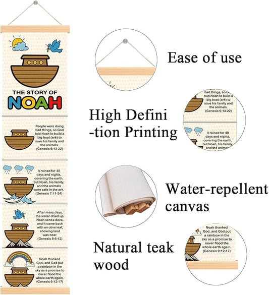 Noah's Ark Banner, Church Banner, Christian Rustic Hanging Door Flag, Farmhouse Decorations Outdoor Indoor, Church Activity Decor, Bible Lesson, Scripture and Words Decorations