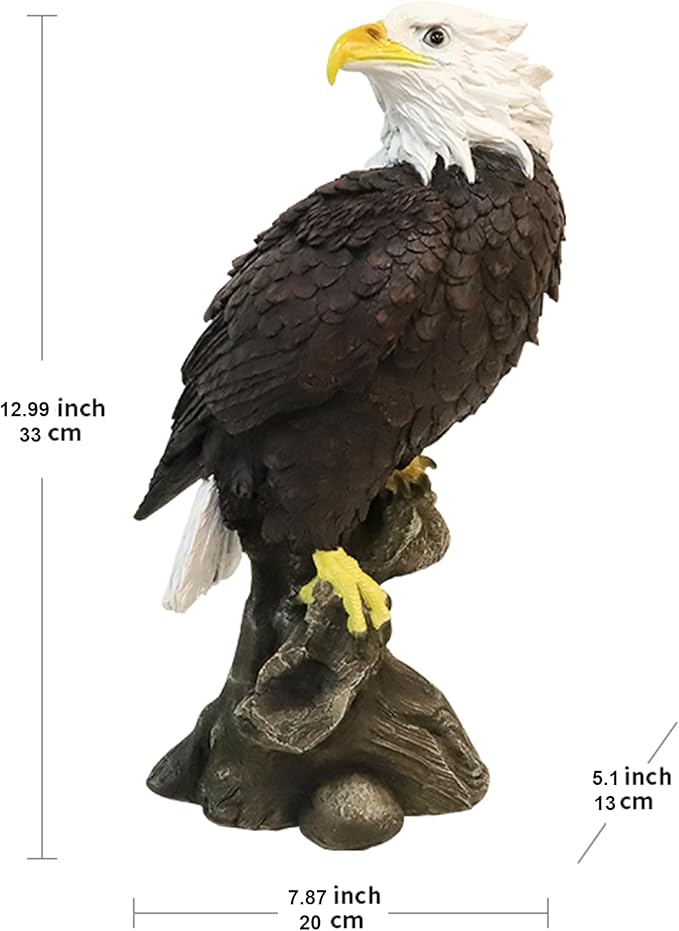 Bald Eagle Garden Statues, Outdoor Resin Sculptures, Christmas Animal Decor for Patio Porch Yard, Home Garden Desk Office Decor Art Figurine Ornament