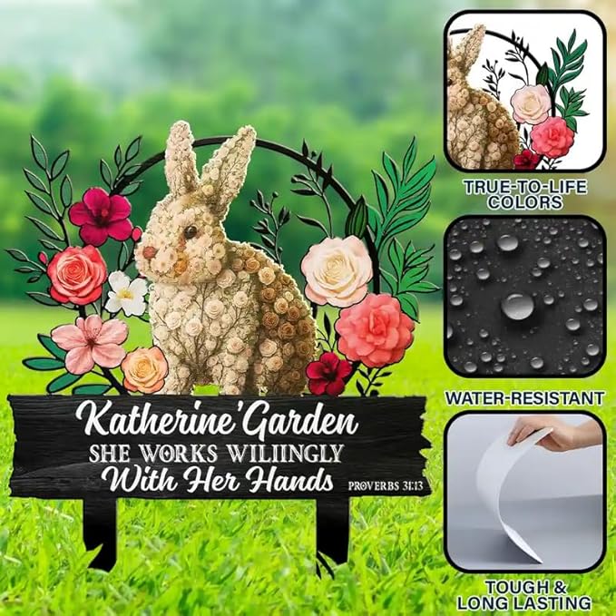 Personalized Metal Garden Stake Gift for Family - and Into The Garden I Go to Lose My Mind