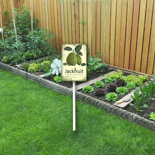 Uptell Vintage Aluminum Jackfruit Fruit Signs Yard Sign with Stake for Garden Fruit Garden Label Stakes Plant Markers for Outdoor Plants Waterproof 8x12 inch