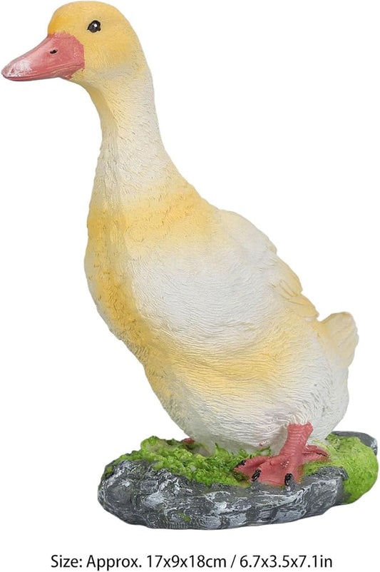 Duck Statue, Resin Goose Statue Front Porch Garden Decor for Outside Imitation Wood Carving Funny Animal Garden Statue Duck Sculpture Art Decor for Porch Patio(Yellow)