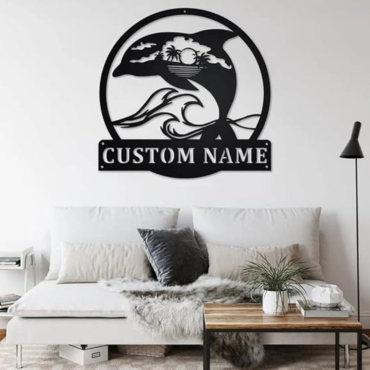 Personalized Dolphin Metal Sign Dolphin Metal Wall Art Dolphin Metal wall Decor Dolphin Lover Gift Custom Beach Theme Dolphin