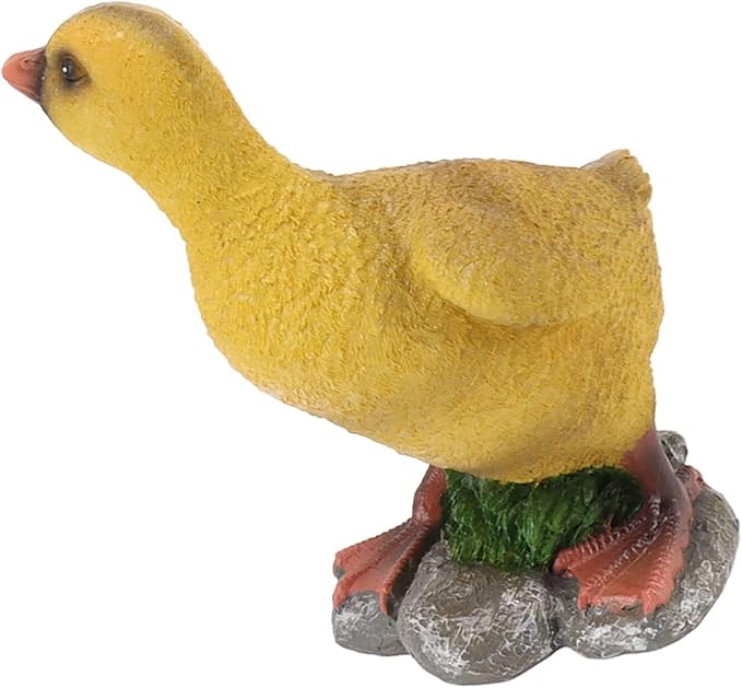 Cute Statues Resin Duck Figurine Furry Ducks True Colors Garden Statue Anti Fading Backyard Decor(Gray)