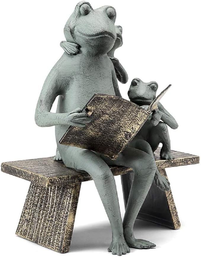 SPI Home Reading Frog Family Cast Aluminum Garden Sculpture Outdoor Decor