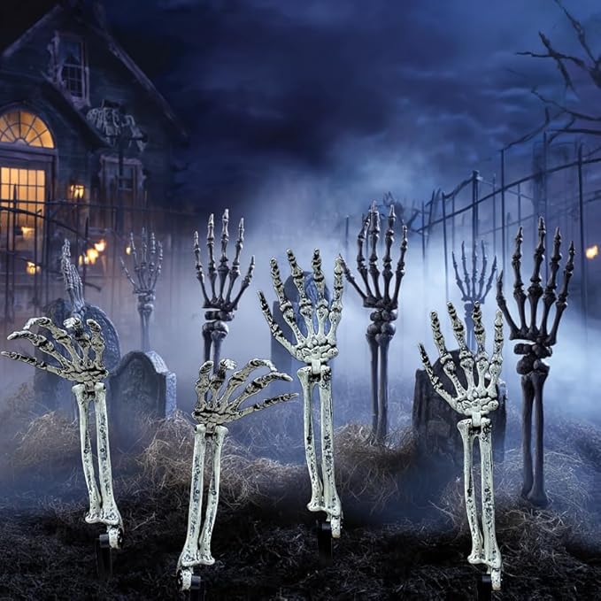 AISENO 12PC Realistic Skeleton Arm Stakes Halloween Decorations for Lawn Stakes Garden Groundbreaker Halloween Skeleton Decoration