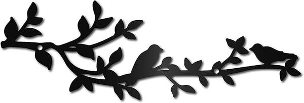 CREATCABIN Bird Metal Wall Decor Birds on Branch Vine Olive Wall Art Rustic Black Wall Hanging Sculpture Home Decor Sign Ornament for Home Balcony Living Room Bedroom Indoor Outdoor 11.8x3.9Inch