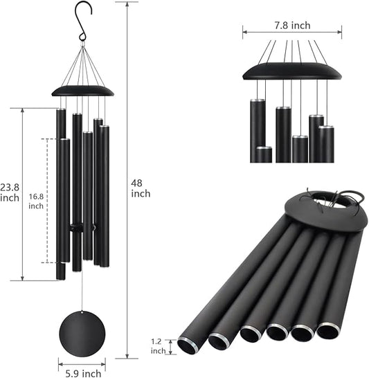 Large Wind Chimes for Outside Deep Tone, Memorial Sympathy Gifts for Loss of Loved One,48" Wind Chime with 6 Heavy Tuned Aluminum Tubes Outdoor Clearance for Garden,Yard,Patio & Lawn
