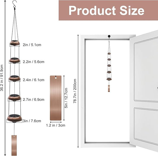 SumDirect Wind Chimes for Outside, Temple Windchimes with 5 Red Copper Bells, Feng Shui Decor for Patio Lawn Garden Home & Outdoor Art (Temples)