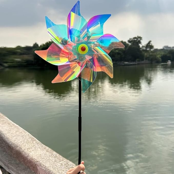 5 Pack Pinwheels for Yard and Garden,Reflective Pinwheels Bird Deterrents Pinwheels for Outside Pinwheel Devices Outdoor Pinwheels for Kids (Transparent Pinwheel 5)