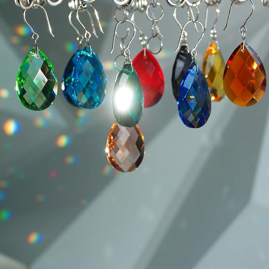 10pcs Crystal Prism Suncatcher Multi Color, 38mm Hanging Chandelier Crystals Replacement Grid Ornament Pendant Rainbow Maker DIY Decoration