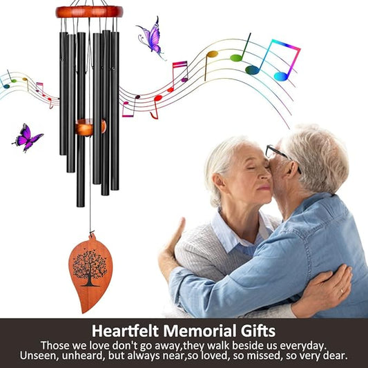 Sympathy Wind Chimes,32" Memorial Wind Chimes for Loss of Loved One, Sympathy Grief Memorial Bereavement Gift,in Memory of Loved One Loss of Mother Father,Home Decor Garden Patio Outdoor-Black