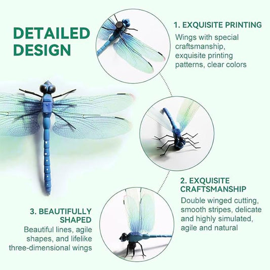 8 Pack Dragonfly Clip, 3D Realistic Fake Dragonflies, Dragonfly Clips for Outdoor Decor, Lifelike Insect Clips for Hats, Garden, Plants & Patio, Waterproof Hanging Ornaments with Wind-Activated Wings