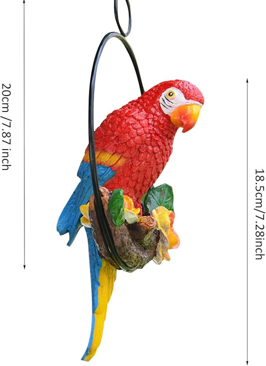 Parrot Decoration | Garden Sculpture Wall Decorations | Innovative Iron Ring Hanging Bird Statue-D