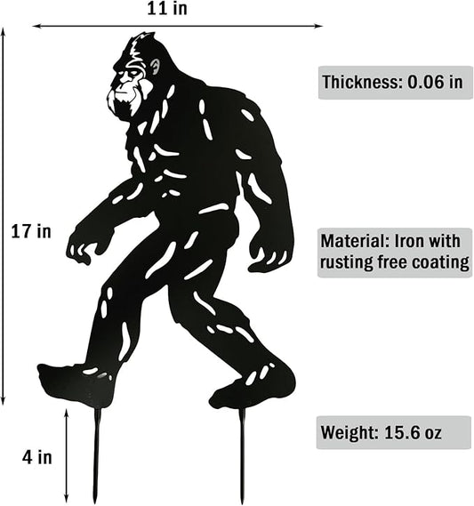Bigfoot Peek Decorative Garden Stake Sasquatch Metal Silhouette Sign Standout Sculpture Decor Outdoor Yard Patio Lawn Big Foot Gifts 17x11.4 in