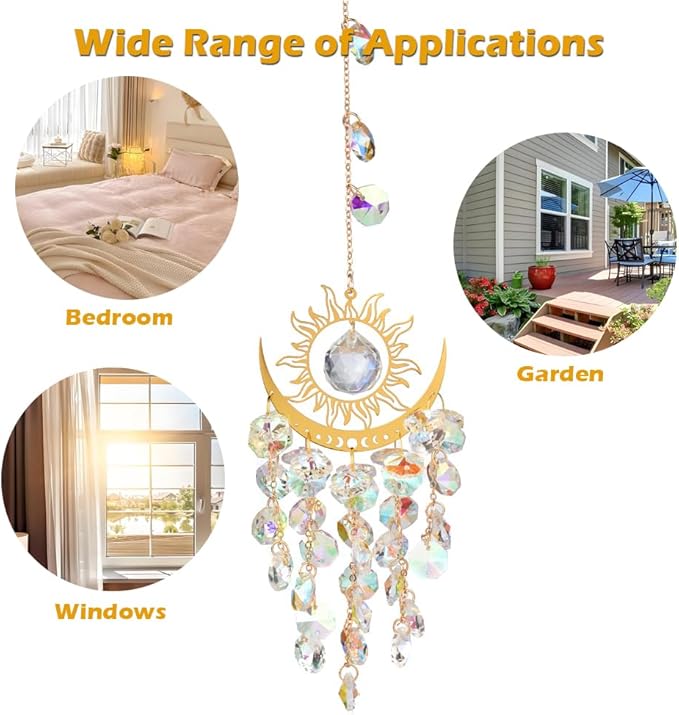 Crystal Suncatcher, Suncatchers for Windows Hanging, Sun Catchers Indoor Window, Unique Crystal Wind Chimes for Indoor & Outdoor Decoration, Gift for Sutffers Home Decor (Multicolour)