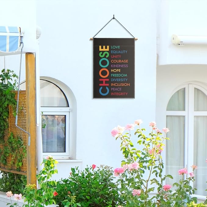 Choose Love Equality Garden Flag, Funny Social Justice Yard Flag for Outside, Kindness Feminist Lawn Garden Flag, Equal Rights DEI Supporter Community Liberal Peace Garden Banner