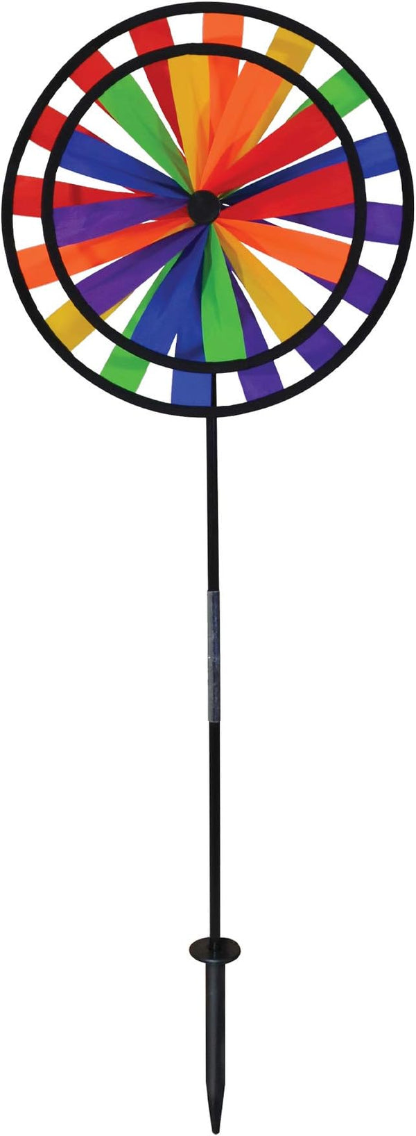 In the Breeze 13-Inch Double Wheel Rainbow Spinner, Outdoor Ground Décor, 2683