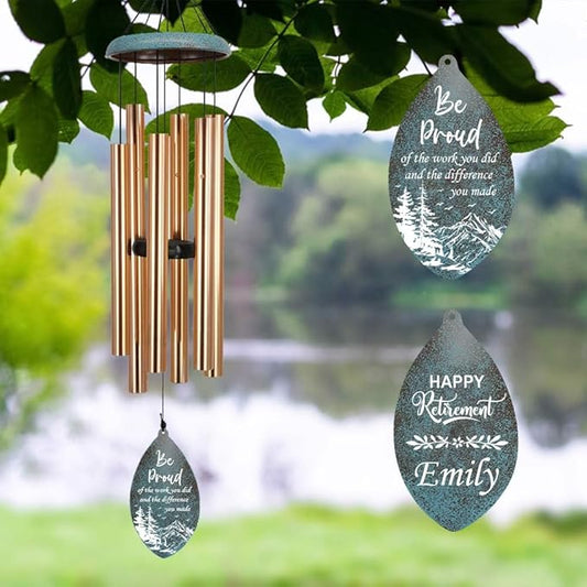 ASTARIN Personalized Happy Retirement Wind Chimes, Tree of Life Retirement Wind Spinner Gift for Women/Men Teacher Coworker 2024, Going Away Farewell Gifts, Deep Tone Larde Wind Chime(Produced in USA)