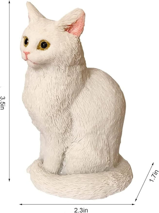Cat Resin Outdoor Tree Sculpture Gift Garden Terrace Lawn Outdoor Cat Statue (White)