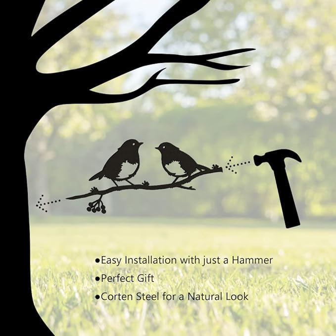 Robin Metal Garden Bird Silhouette - Rustic Ornament, Tree Art for Mother's Day