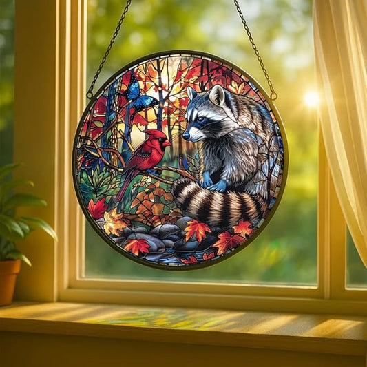 Stained Glass Window Hanging - Adventure Shark with Sailing Ships and Compass Sun Catchers Indoor Stained Glass Panels Wall Decor for Mom Wife Lovers Festive