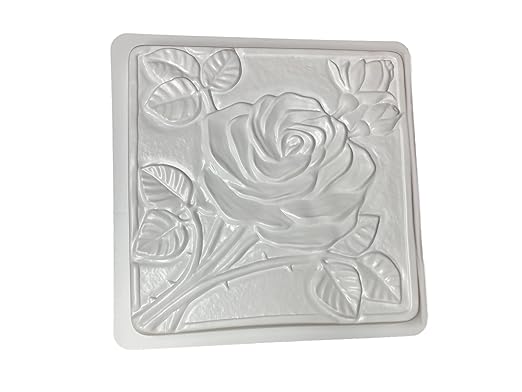 Rose Stepping Stone Mold, 15.5" Square, Concrete Stepping Stone Mold, Durable, Injection Molded Plastic