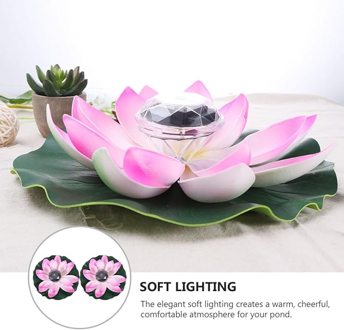 BESTonZON 2pcs Solar Floating Lotus Pond Lights, Outdoor Landscape LED Water Garden Decor with Color-Changing Gradient, Solar-Powered Waterproof Pool Lamps for Garden Pond